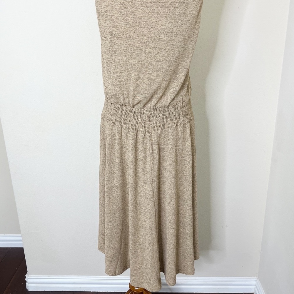 Soft Surroundings Kerry Knit Sleeveless Cowl Neck Tan Dress - Picture 10 of 13